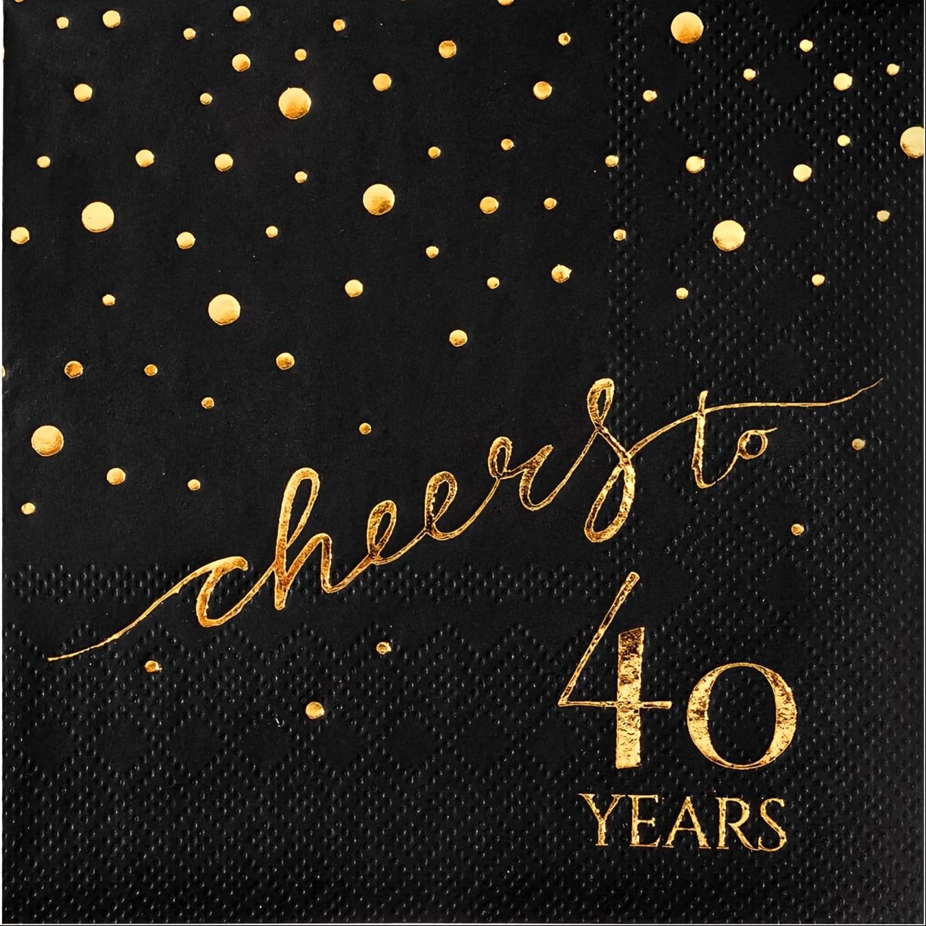 E-shop 20 Stück 40. Geburtstag Party Servietten - 3-lagige Premium Servietten 5x5 Zoll, Elegantes Goldenes "Prost auf 40 Jahre" Design auf Schwarzem