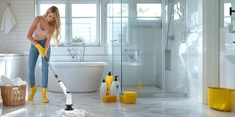 brosse de nettoyage électrique fil 9 têtes de brosse remplaçables 3 , 5200 mah, brosse de douche réglable avec poignée dextension rétractable, pour salle de bain, cuisine, baignoire, toilettes, carrelage, fenêtres détails 0