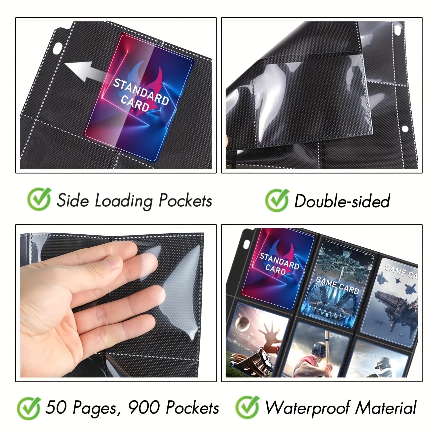 baseball card binders and sleeves ROTHRATHER 50 Pack 900 Clear Pockets Trading Card Sleeve Pages  Baseball  Card Sleeves for 3 Ring Binders  Standard Size Sheet Protectors for