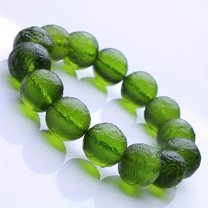 1pc Czech Round Green Stone Elegant Unisex Accessory Perfect For Daily Wear Or As A Thoughtful Gift