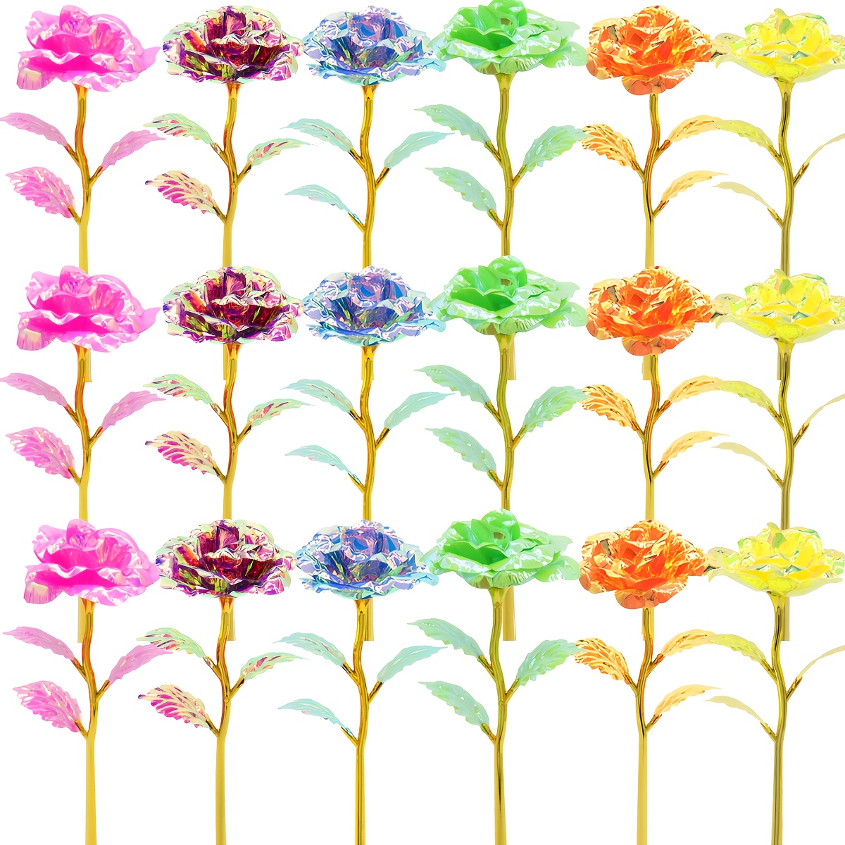 Image of 18pcs Realistic Plastic Roses Suitable For Wedding, Mother's Day, Valentine's, Anniversary & - Macaron & Color, Elegant Artificial Flower Bouquet For Decor, Gift For Girls, Wedding Centerpieces