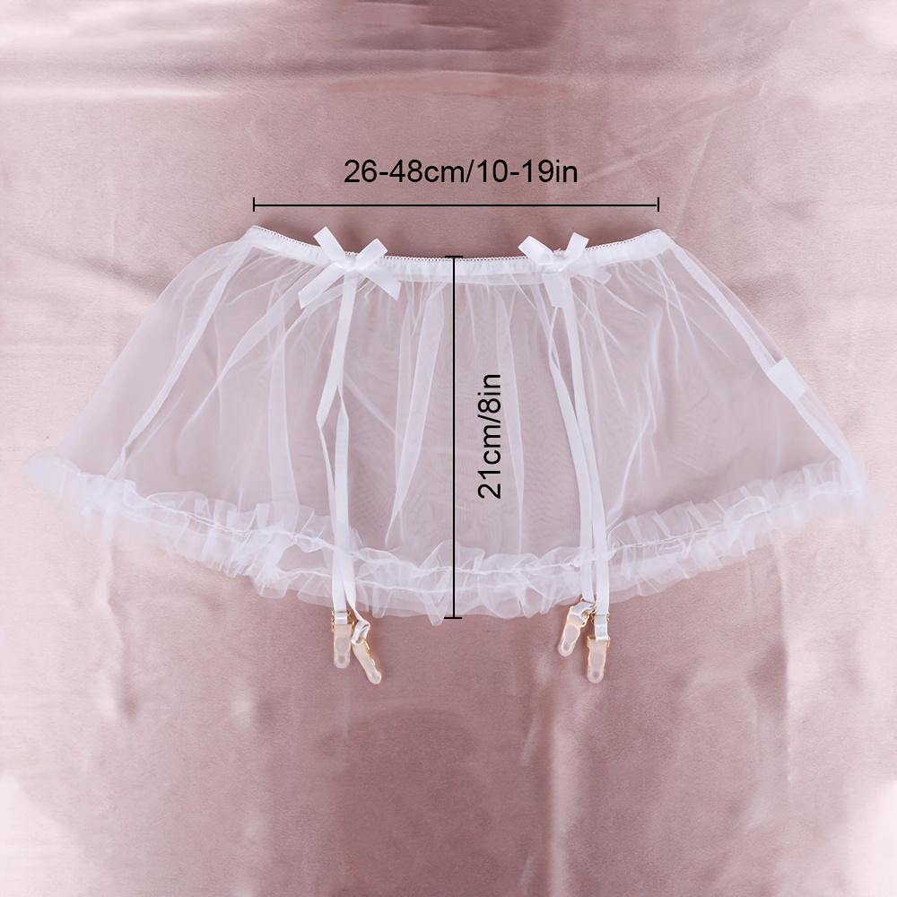 Elegant Black Lace Garter Belt with Bowknots, Transparent Mesh, Adjustable  Elastic Suspender Stocking Straps, 100% Polyester Solid Color, Woven 