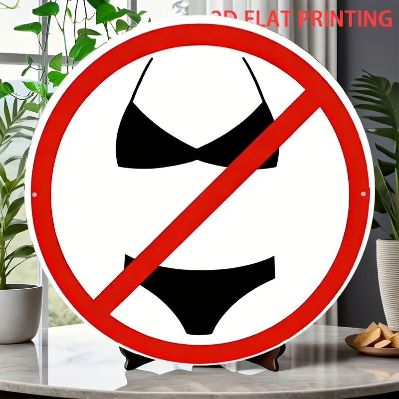TEMU Piatto 2D, 1 pz Targa Minimalista in Metallo - Decorazione Bikini - e Audace - Pre-forati per Appendere - Poster per Uso - per Casa, Garage,