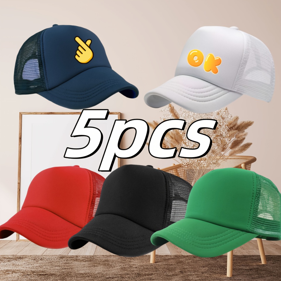 

5 Casquettes de unie personnalisé Casquettes de personnalisées personnalisable respirant léger de réglable respirant de unie hommes et