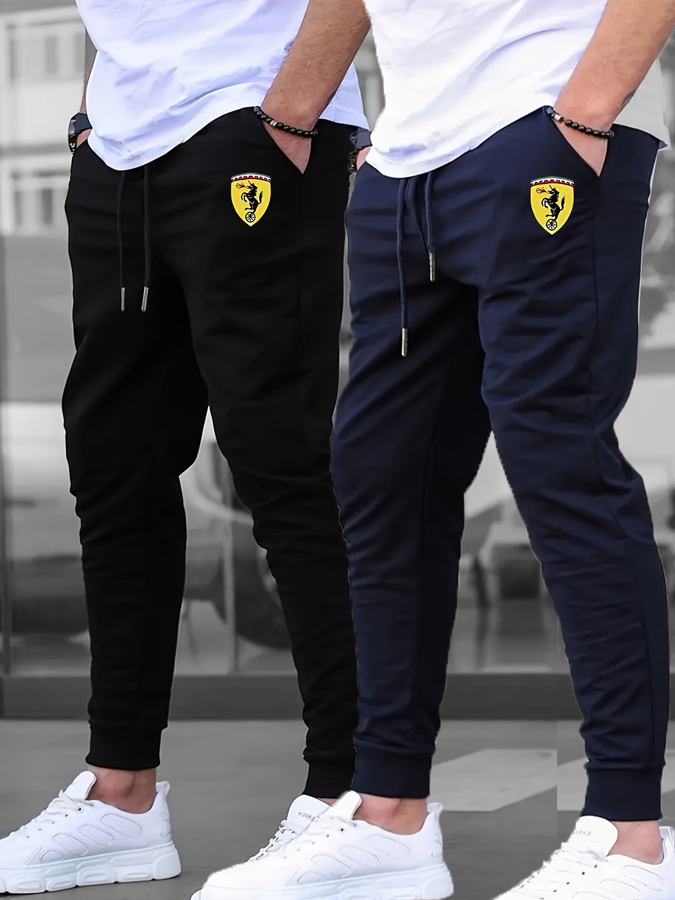 2pcs of Men's drawstring foot sports pants and Men's casual slightly elastic jogging shirt, suitable for spring and autumn running and jogging, outdoor fabric, Jogger Pants, Warm Joggers for Men, Baggy Joggers, Joggers Men, Running Pants, Outdoor Jogging, Relaxed Fit, Sporty Design, Durable Construction, Lightweight Joggers, Athletic Pants, Men's Activewear, Fitness Enthusiasts, Gym Goers