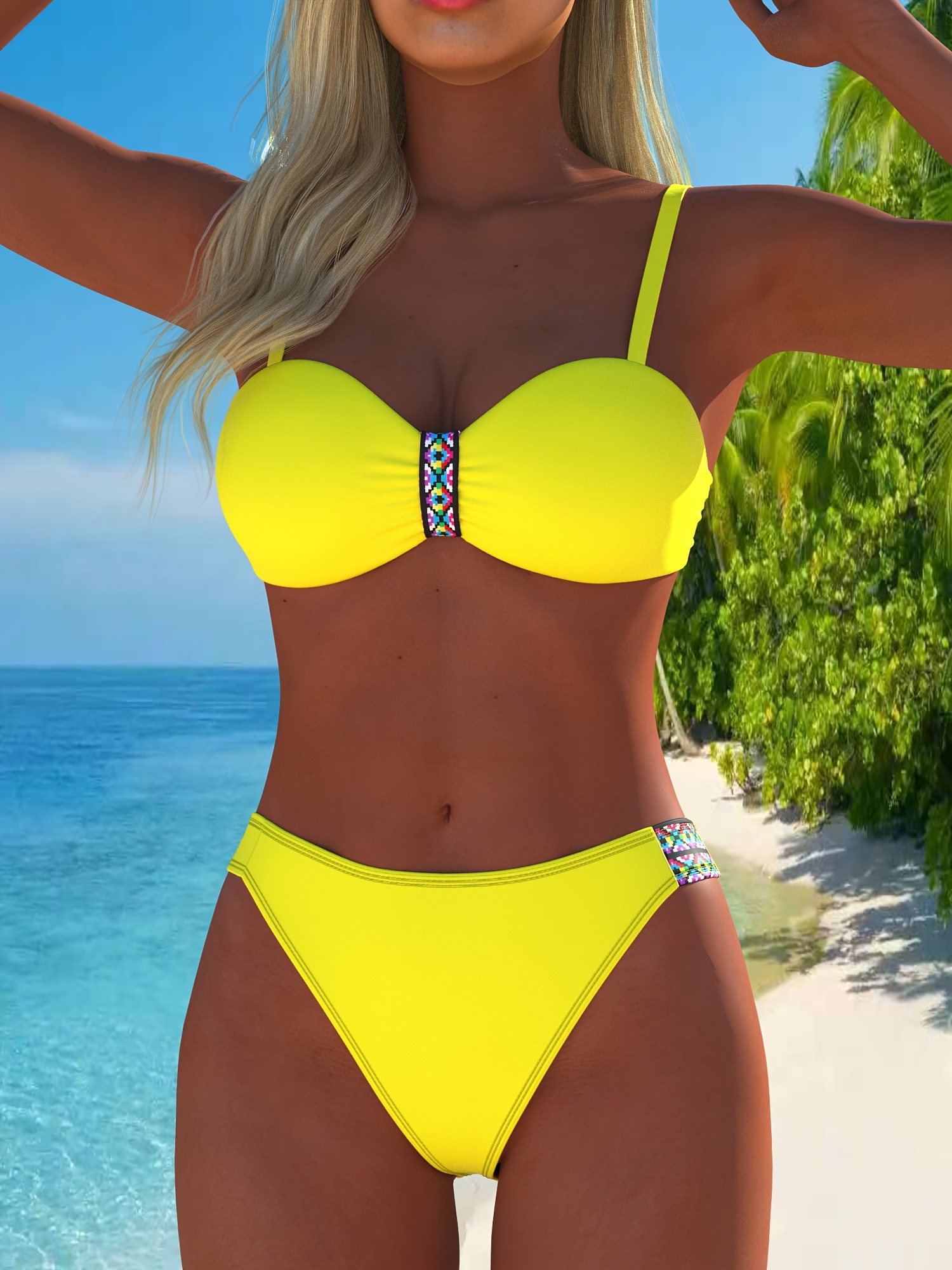 Stylish Women s Bikini Set with Accessories,   Beachwear, 25SS Summer Trend