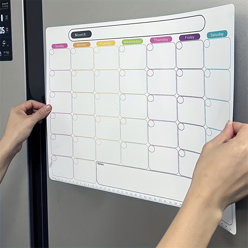 

1pc Soft Magnetic Refrigerator Magnet, Multi-functional Erasable Monthly & Weekly Planner, Pvc Rectangle Calendar Sticker, Reusable Removable Message Board For Home And Office Use