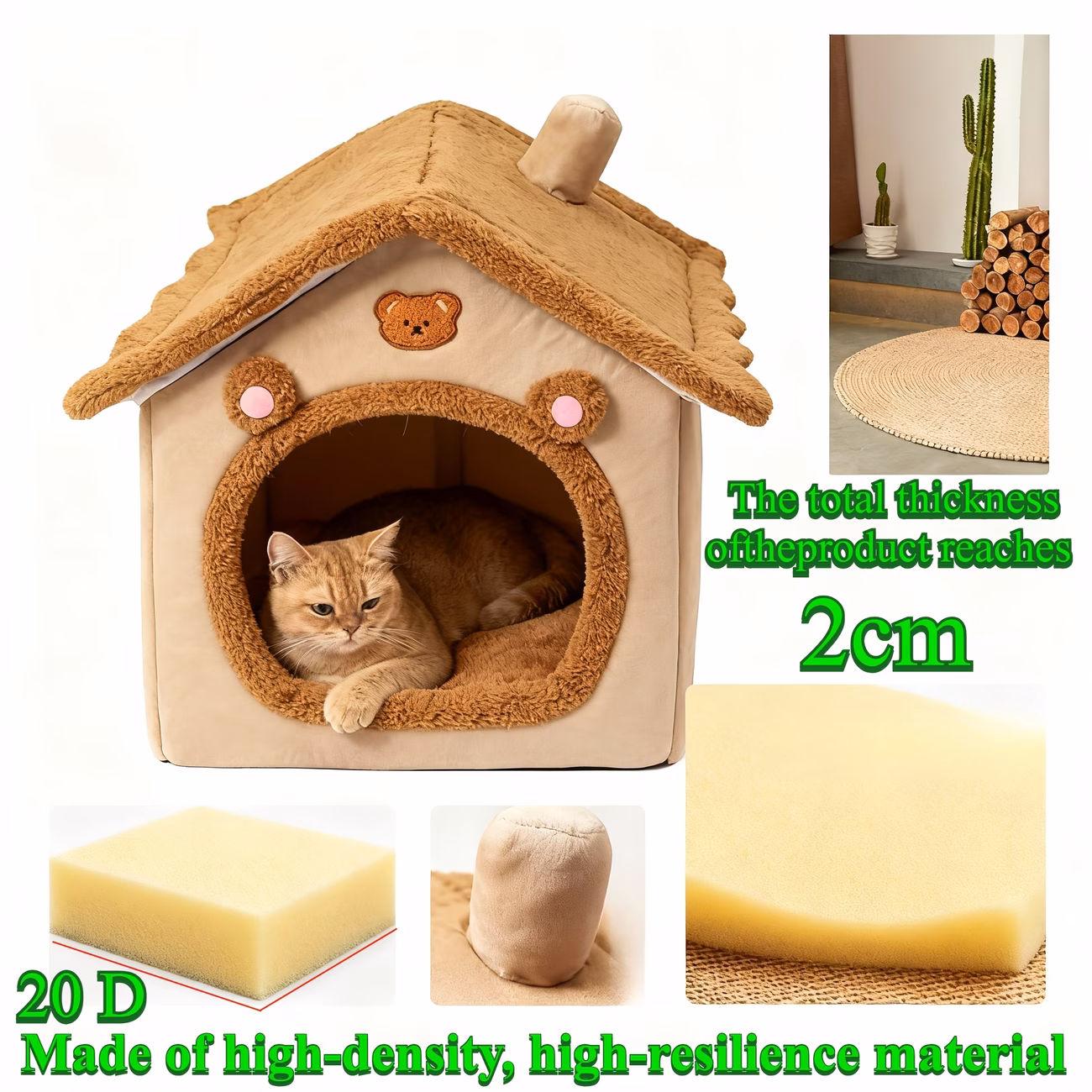 moveable and washable waterless pet bed comfortable warm and furry cat nest Product details 2