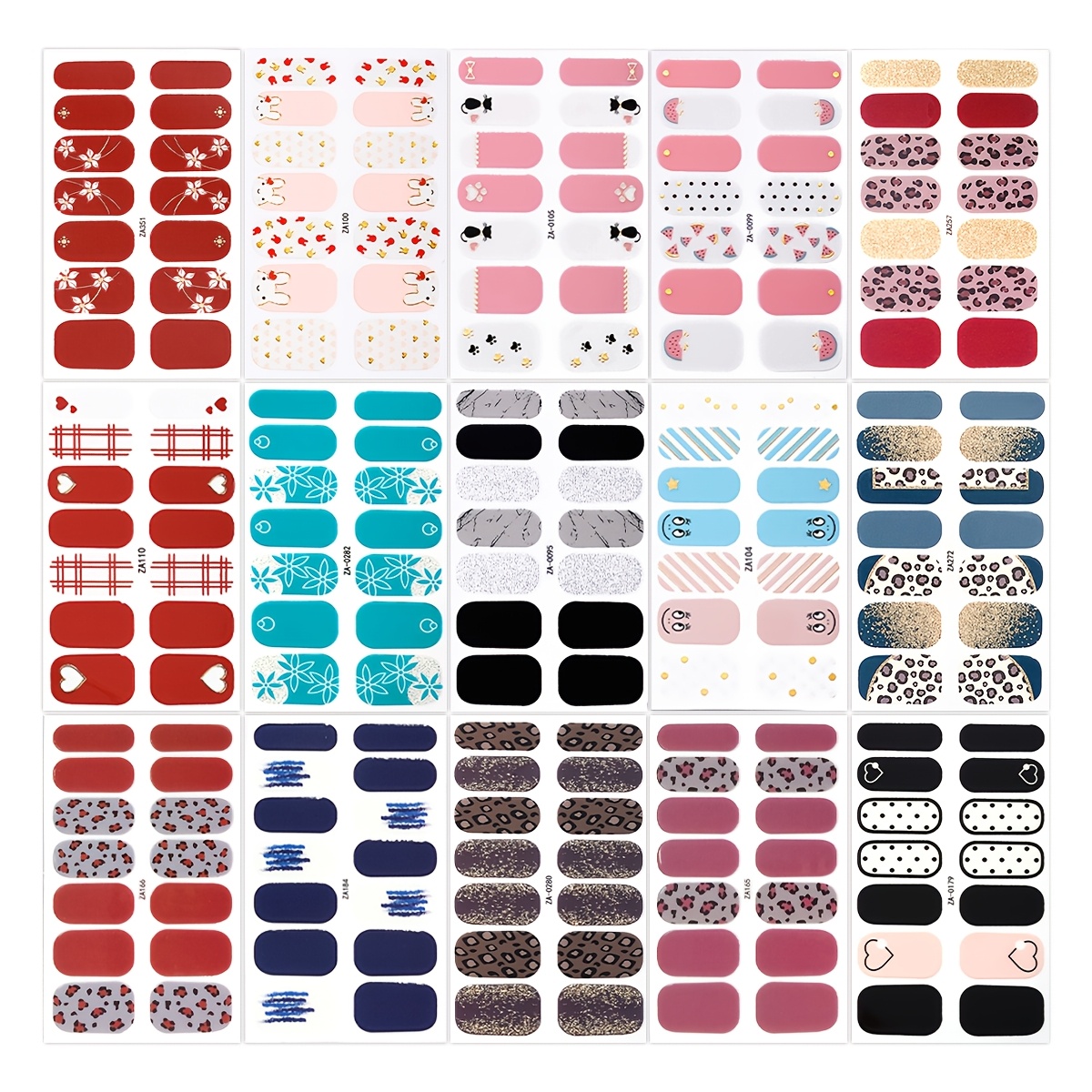 TEMU 15 Sheets Cute Cartoon Animal Dot Plaid Nail Wrap Stickers, Long-lasting Easy To Apply And, Self-adhesive Full Cover Nail Polish Strips For Home
