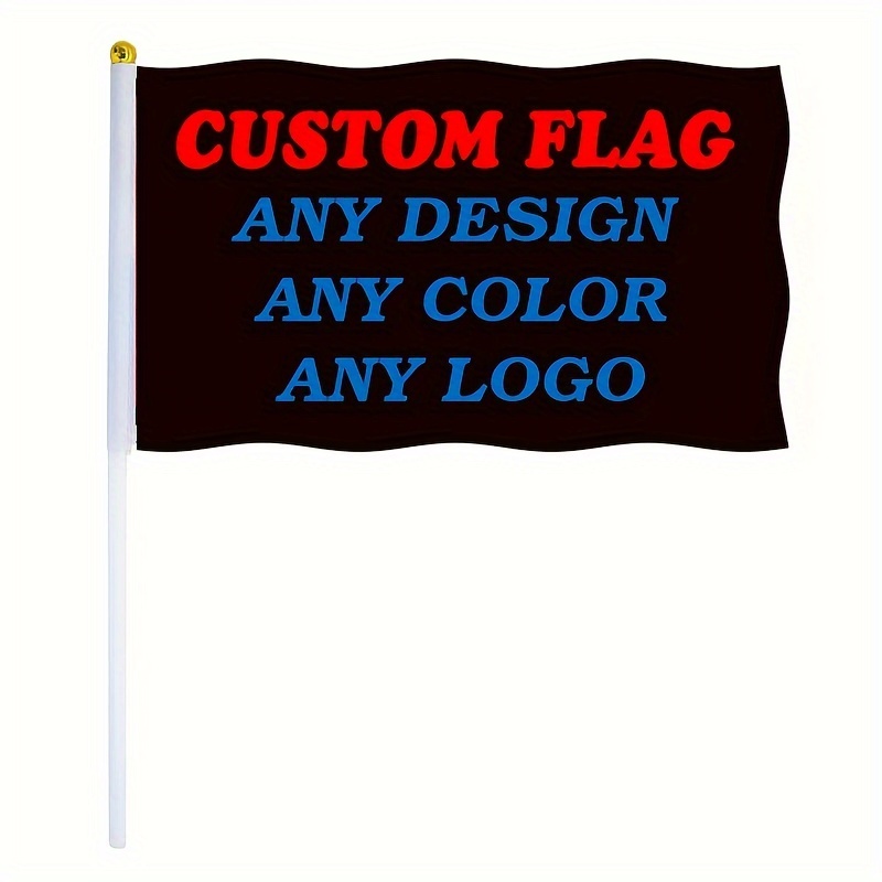 

Customizable Hand- Set - 5.5"x8.3" Black Polyester Flag With White Pole, Ideal For , Celebrations & Outdoor Events - 100d , Flag Holders For Outside