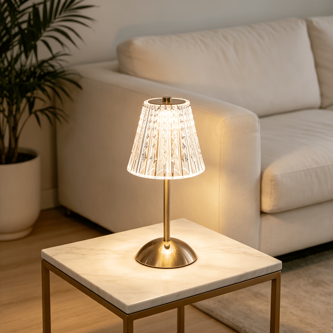 2pcs Modern Portable Wireless Crystal Table Lamps