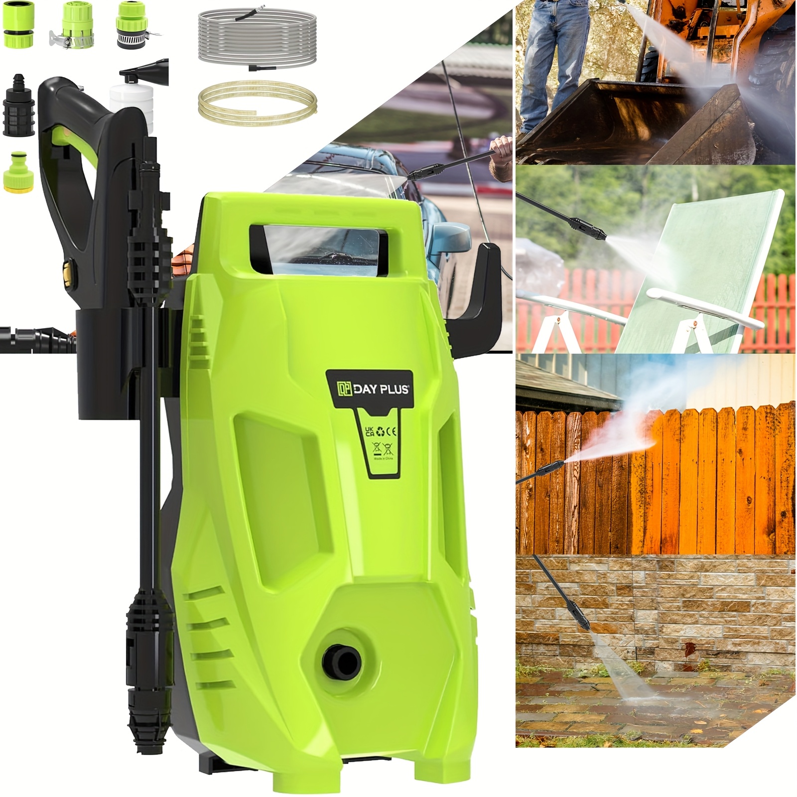 TEMU Pressure Washers, 90bar High-pressure /h Flow Rate Electric Pressure Washers With 3in 1 Adjustable Nozzle & 7m Hose, Jet Washers For Cleaning