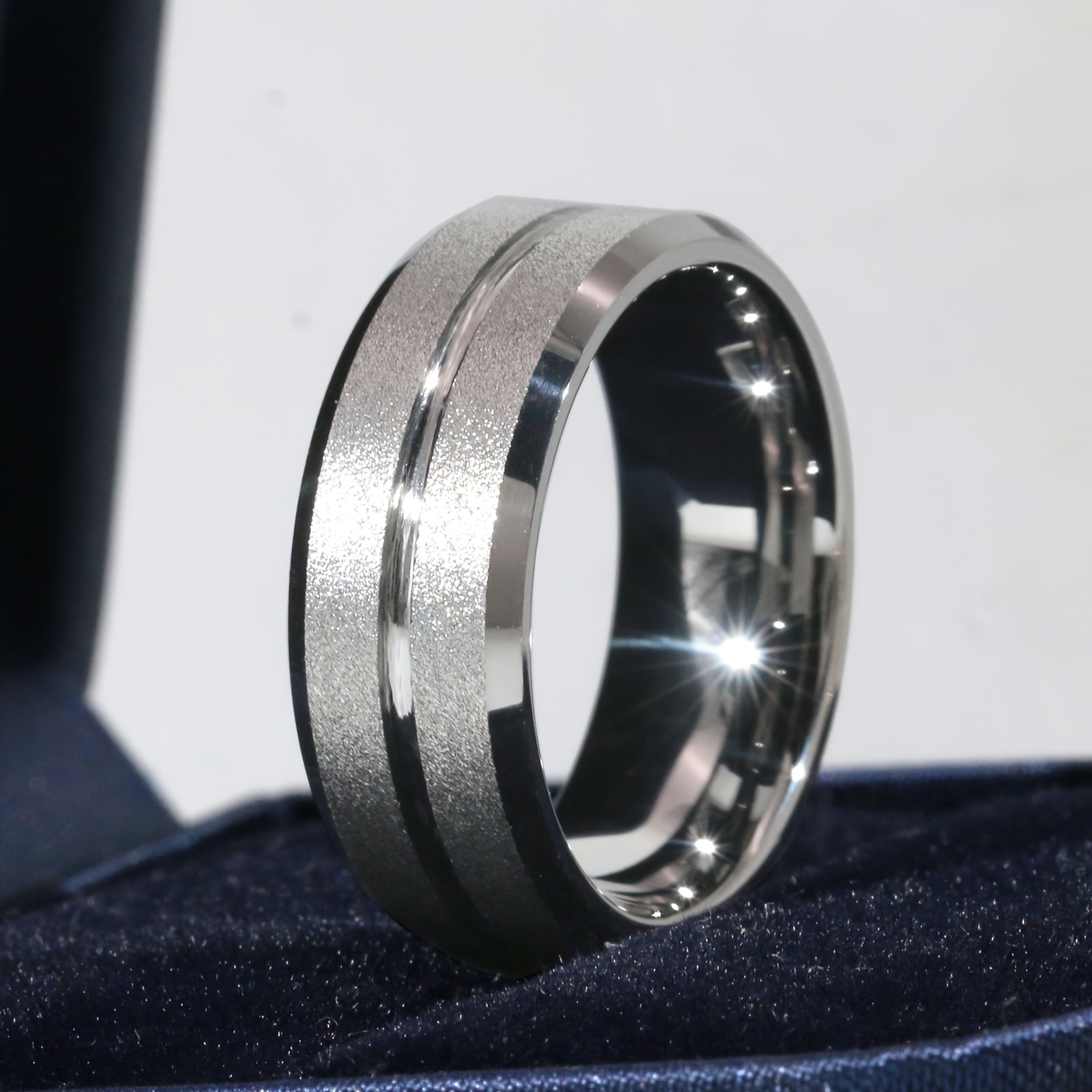 Wide Golden Frosted Tungsten Steel Men's Ring Temu United Kingdom