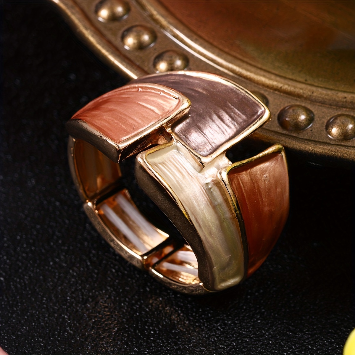 1 Ring French Simple Geometric Jewelry Ring Enamel Accessory 2024 Women Birthday Holiday Gift