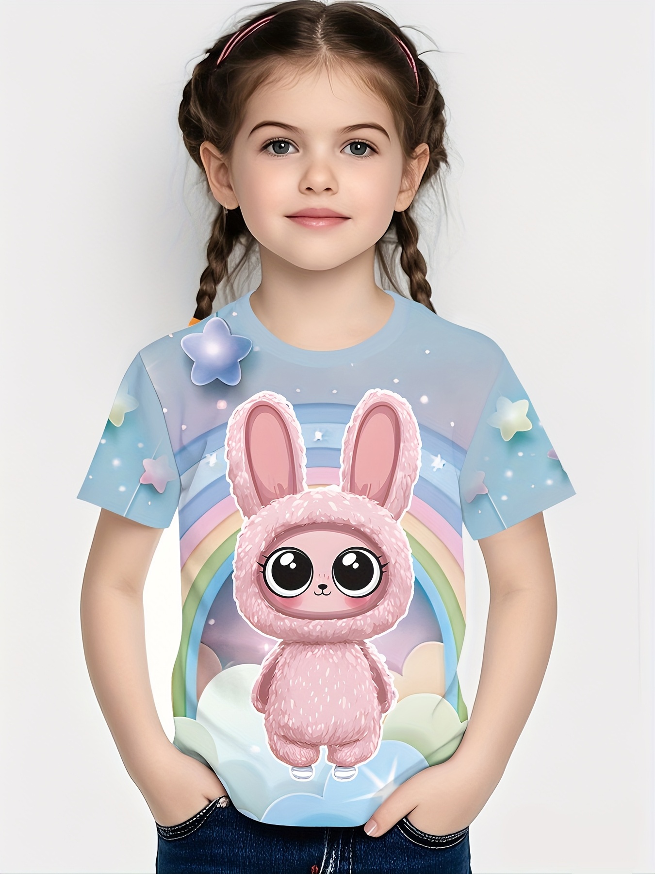 Girls' Summer Bunny 3D Print T-Shirt