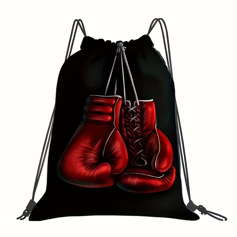 Image of 1pc Boxing-themed Backpack With Print - Lightweight Foldable Gym Bag Suitable For Hiking, Training, Travel - Drawstring Closure & Practical Pockets - Boxing Gift For &, For Teenager