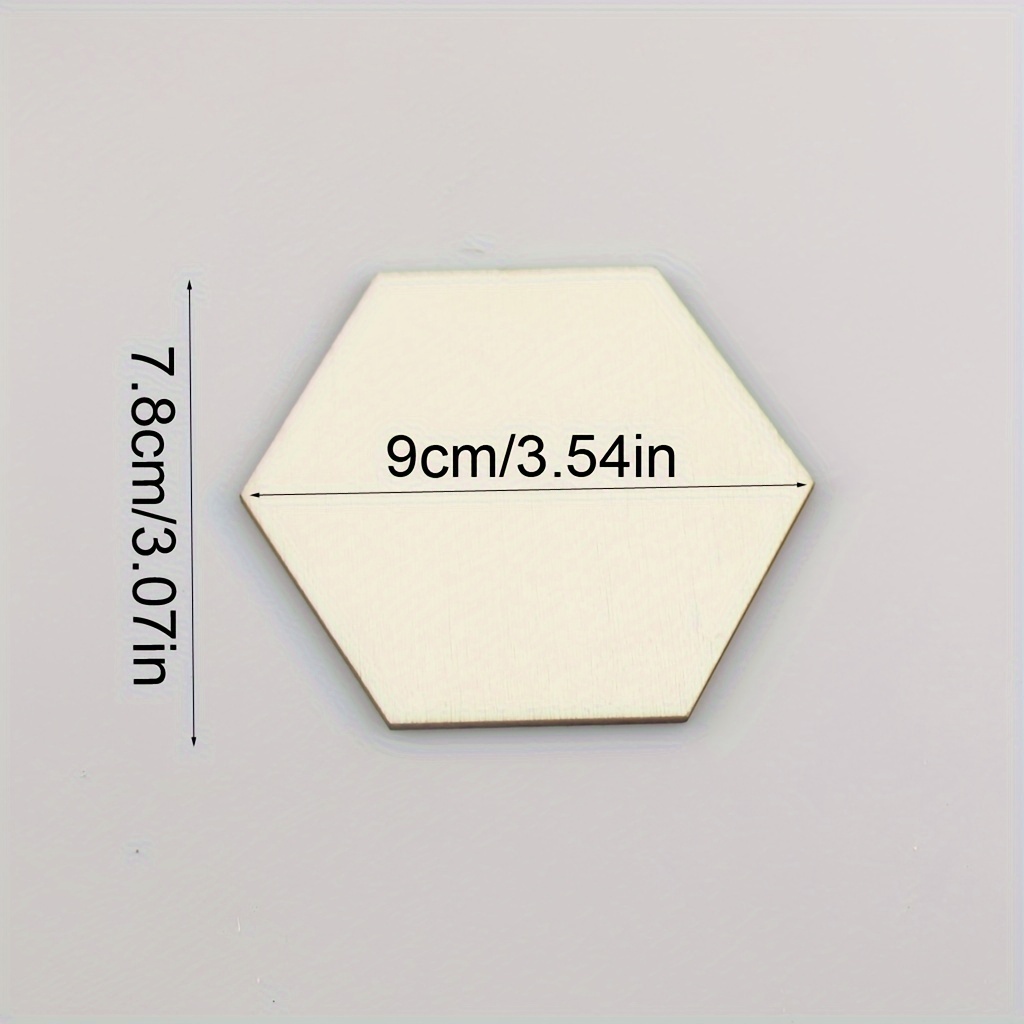 Image of 50 Unfinished Hexagon Wood Pieces Blank Wooden Hexagon Cutouts Natural Wood Tile Board Cut Slices For Crafts Coasters Holiday Wall Home Decor Painting Staining, 3.54 X 3.07 Inches
