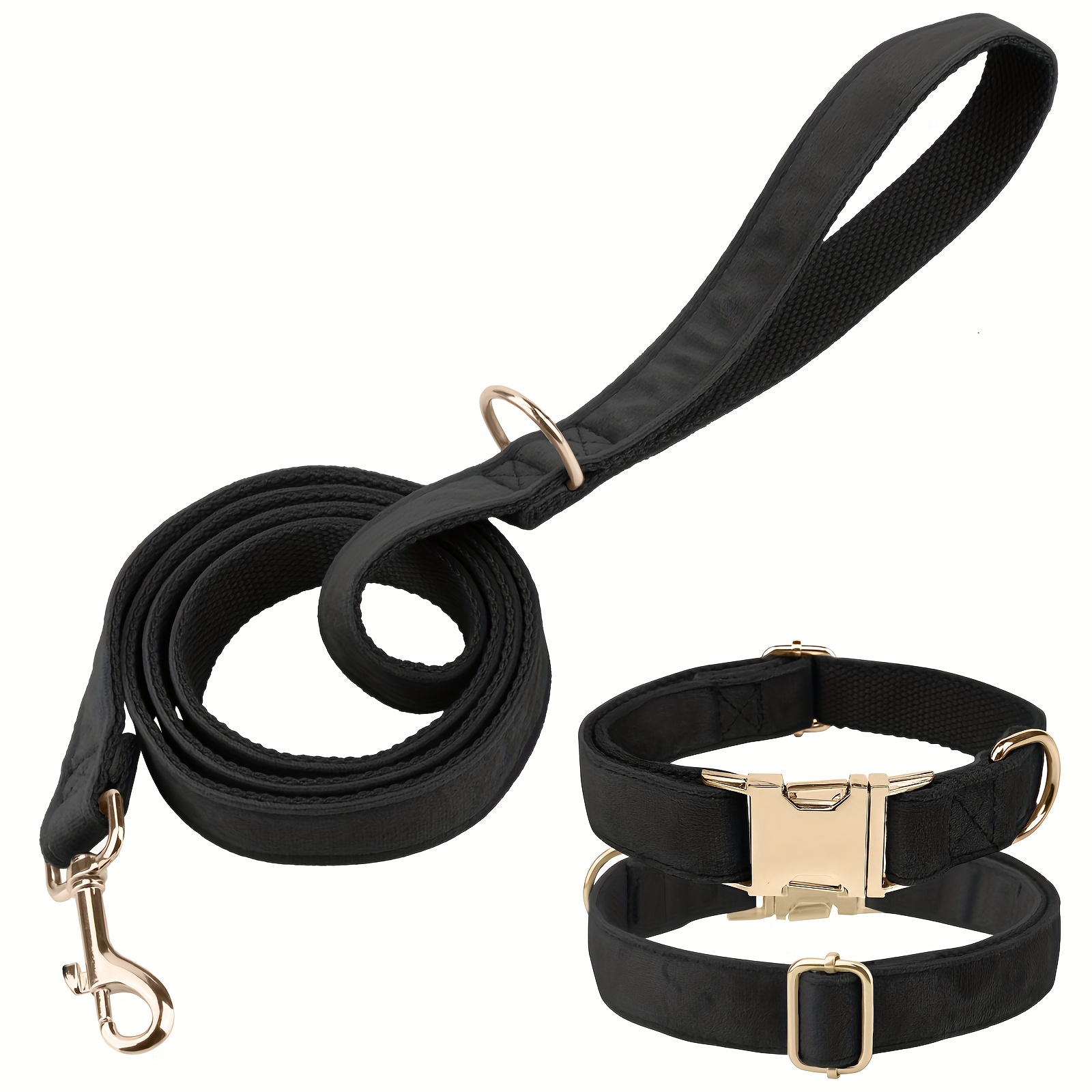 Velvet Dog Collar & Leash Set, Multi-Color Trendy Matching