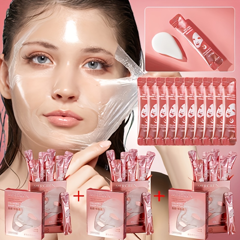 TEMU 3 Boxes Mercilen Tightening Brightening And Moisturizing Mask 6g*10 Packs, Containing Niacinamide Collagen And Plant Squalane With Multiple