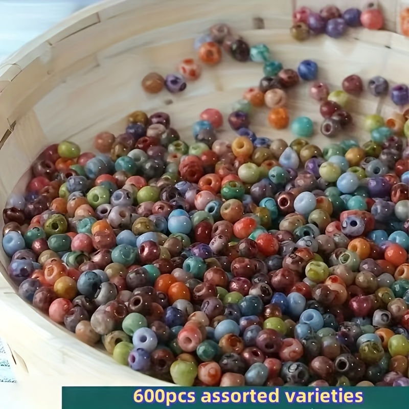 E-shop 600 Stück Zufällige Gemischte Farben Ölmalerei Solide Picasso Glas Reis Perlen, Handgewebtes Lässiges Armband, Glatte Textur Voll von Vitalität,