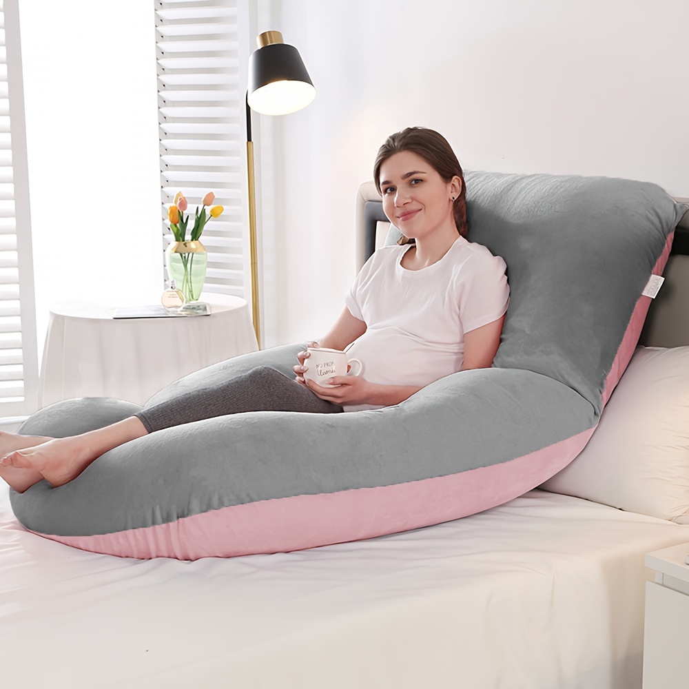

Pregnancy Pillow J Shaped Full Body Pillow With Velvet Cover, 62 Inches Maternity Pillow For Pregnant Women Back, Legs And Belly Support