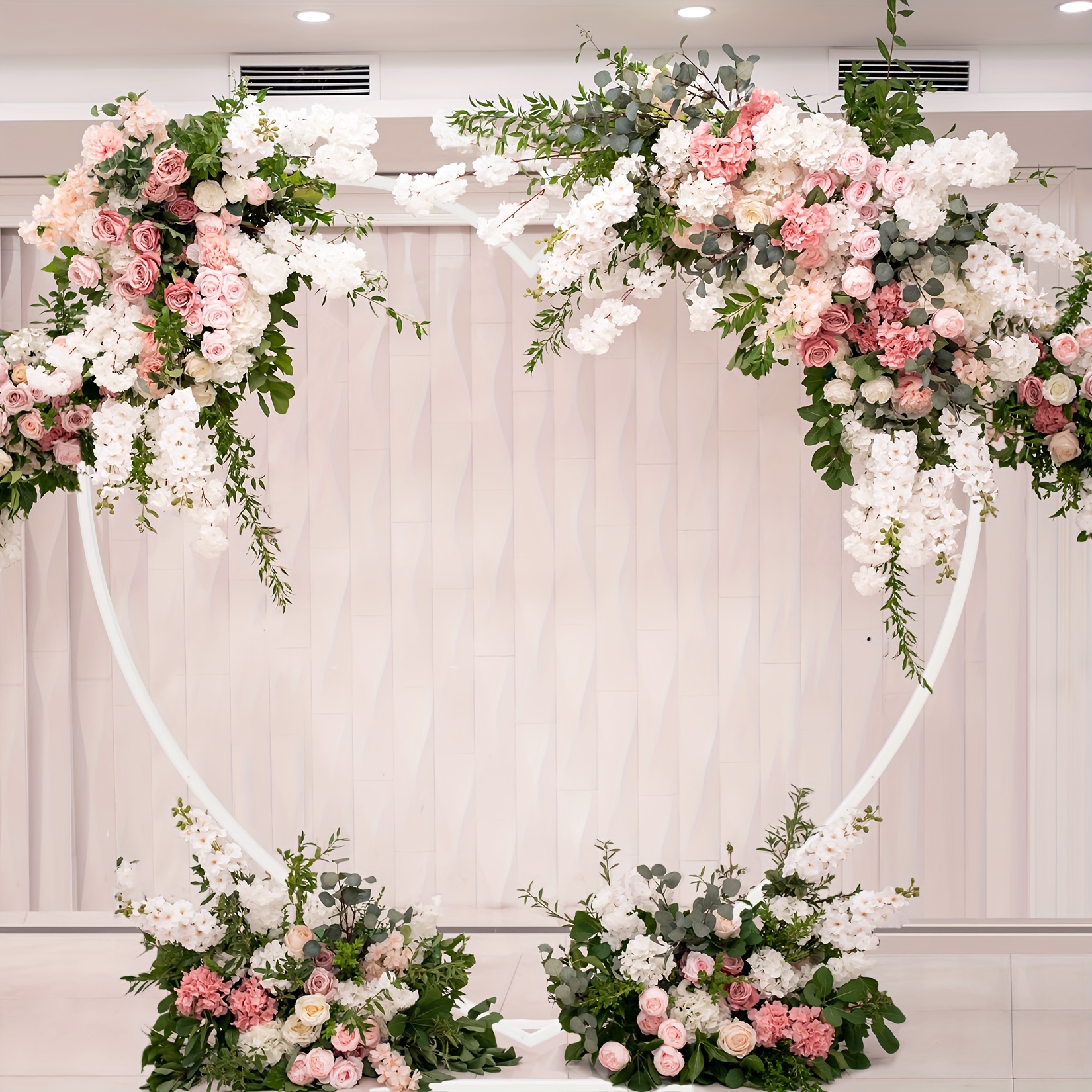 Image of Wedding Arch Stand Heavy Duty White Heart Shape Wedding Arch Backdrop Stand Metal Plant Frame For Bridal Party, Wedding Ceremony, Garden