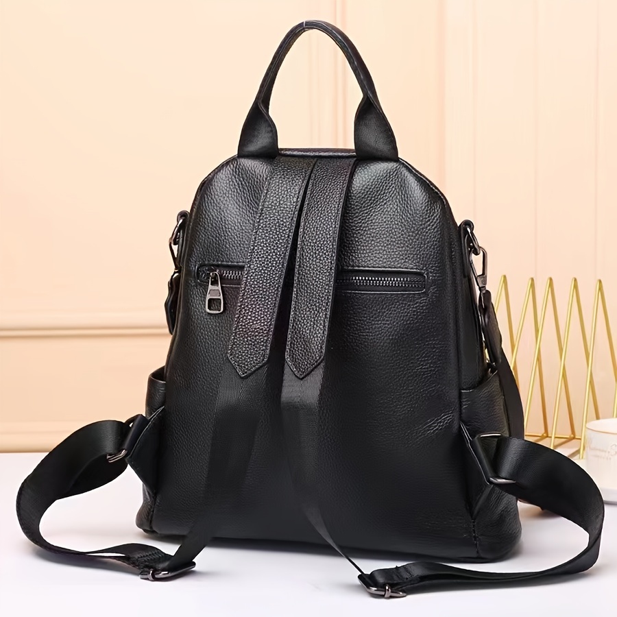 stilvoller schwarzer echtes leder rucksack frauen große Temu Germany