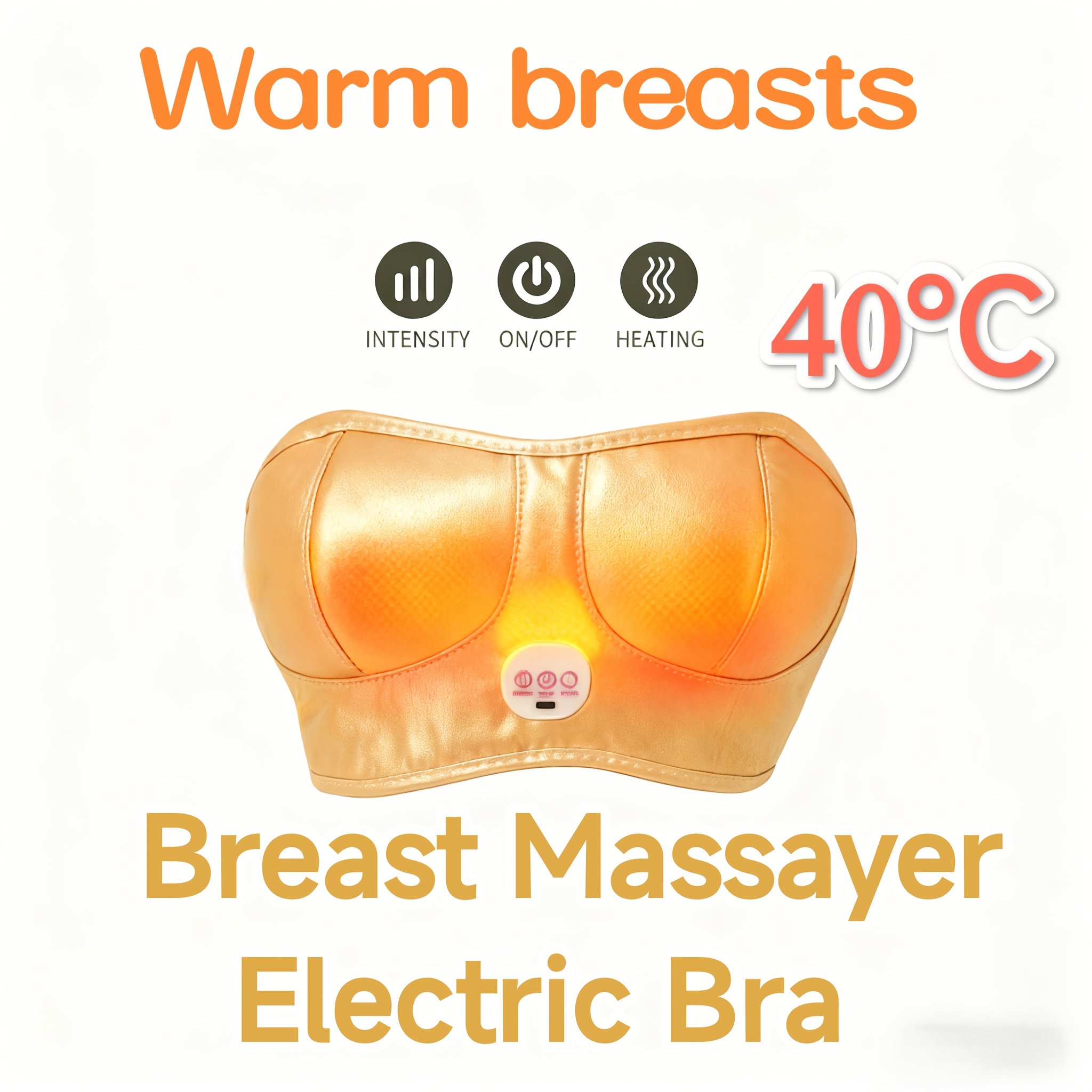 2 Vibration Massage Heads Portable * - 3 Adjustable Auto * USB Charged |  Gifts for Friends Or Mothers, | Gentle Massage | Chest Massager | * | Golden