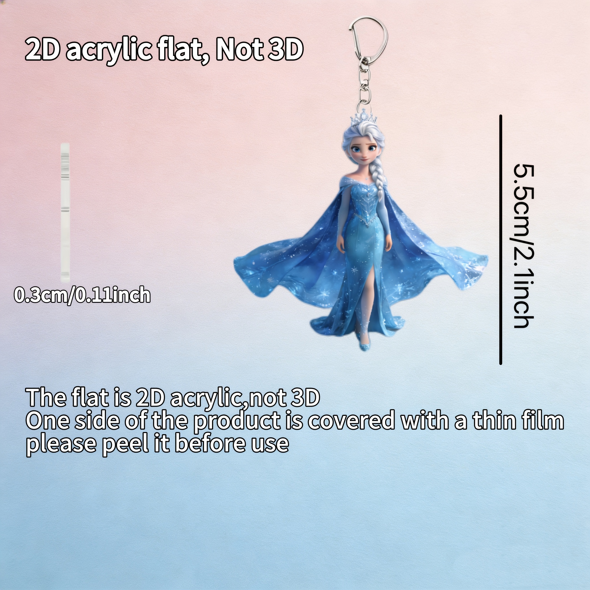 E-shop 2D-Flach, 2D-Flach - . Prinzessin Elsa Schlüsselanhänger - Geeignet für Damen, Autos, Rucksäcke, Modebegeisterte, Modeaccessoire, Hochwertiges