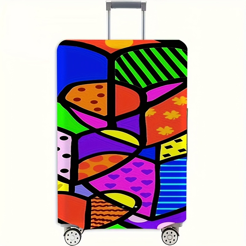 TEMU Essential Travel Items Include A Colorful Heart-patterned Suitcase Cover, Made Of High-elasticity Material That Fits . The Vibrant Suitable For