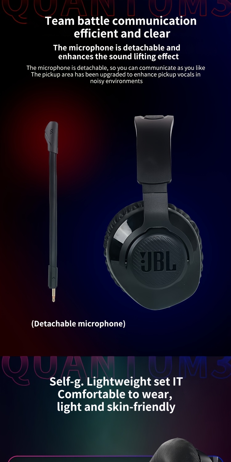 JBL QUANTUM350 Quantum Storm Wireless Gaming Headset, Esports Over-Ear Gaming Headphones, Lossless 2.4G Connection, Comfortable Ear Cushions, Detachable Microphone, Up to 22 Hours of Battery Life, Clear Conversation Microphone