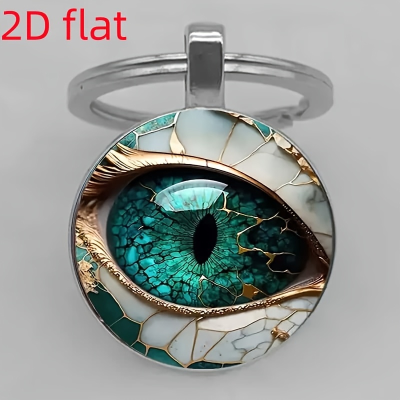 E-shop Runder Glas-Schlüsselanhänger mit einem mysteriösen Auge - Ein einzigartiges Modeaccessoire für Herren, Geschenkidee