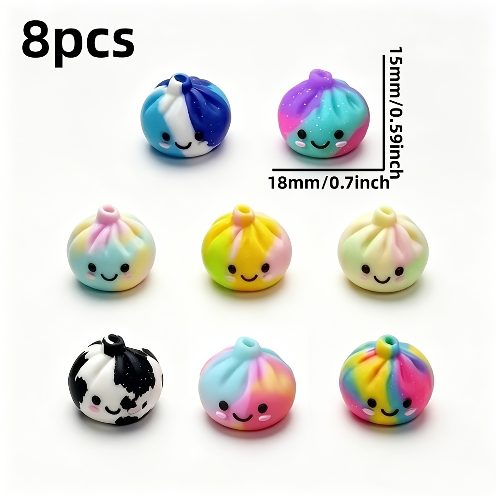 TEMU 8pcs 3d New Silicone Focus Beads, Diameter 18mm/0.7 Inches, Cute Bead Design - Creative Diy Beading Handicrafts, Pastel Dyed Cartoon Decorative