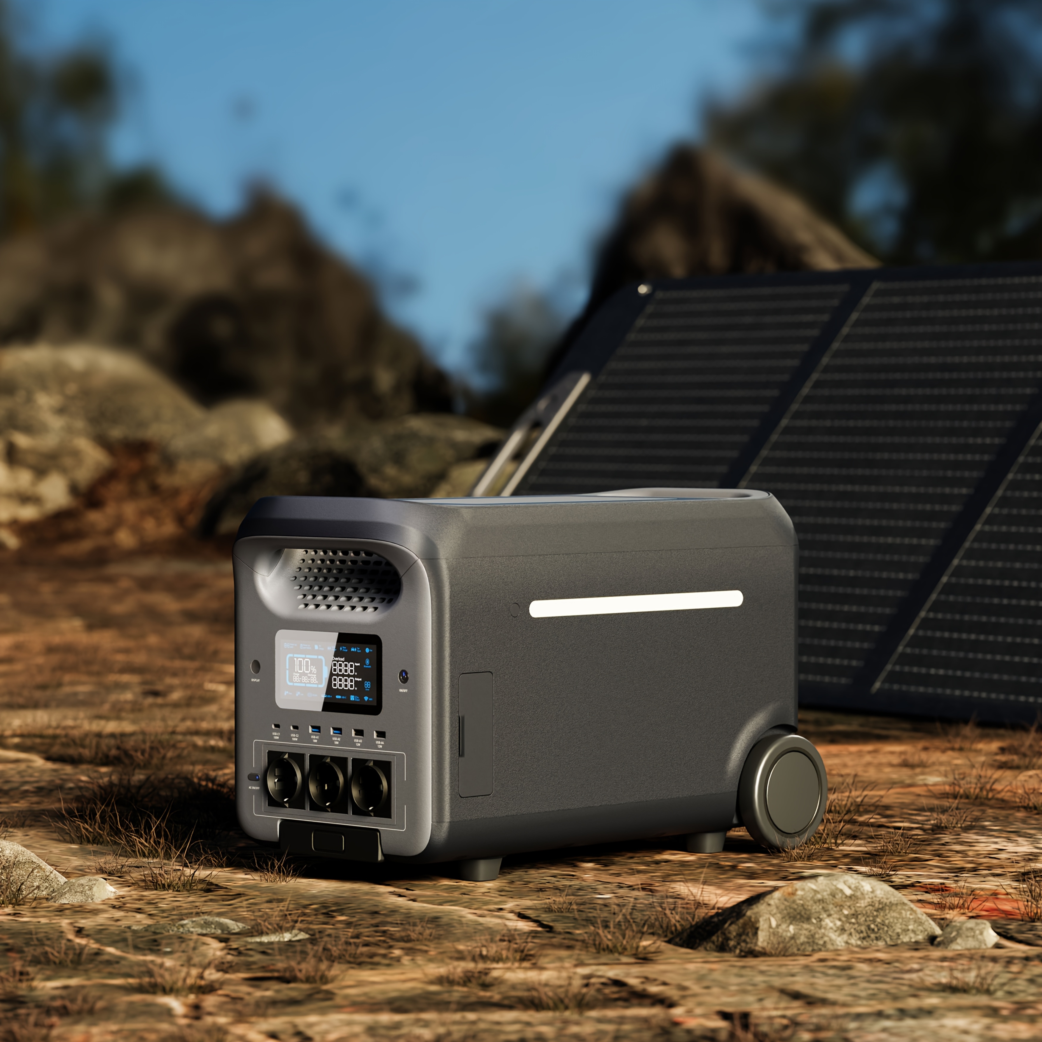 portable power station 3000w   5000w 2560wh lifepo4 battery generator 1 7 hrs fast charging solar generator for   off   outage home emergency backup ups function support extra battery Product details 8
