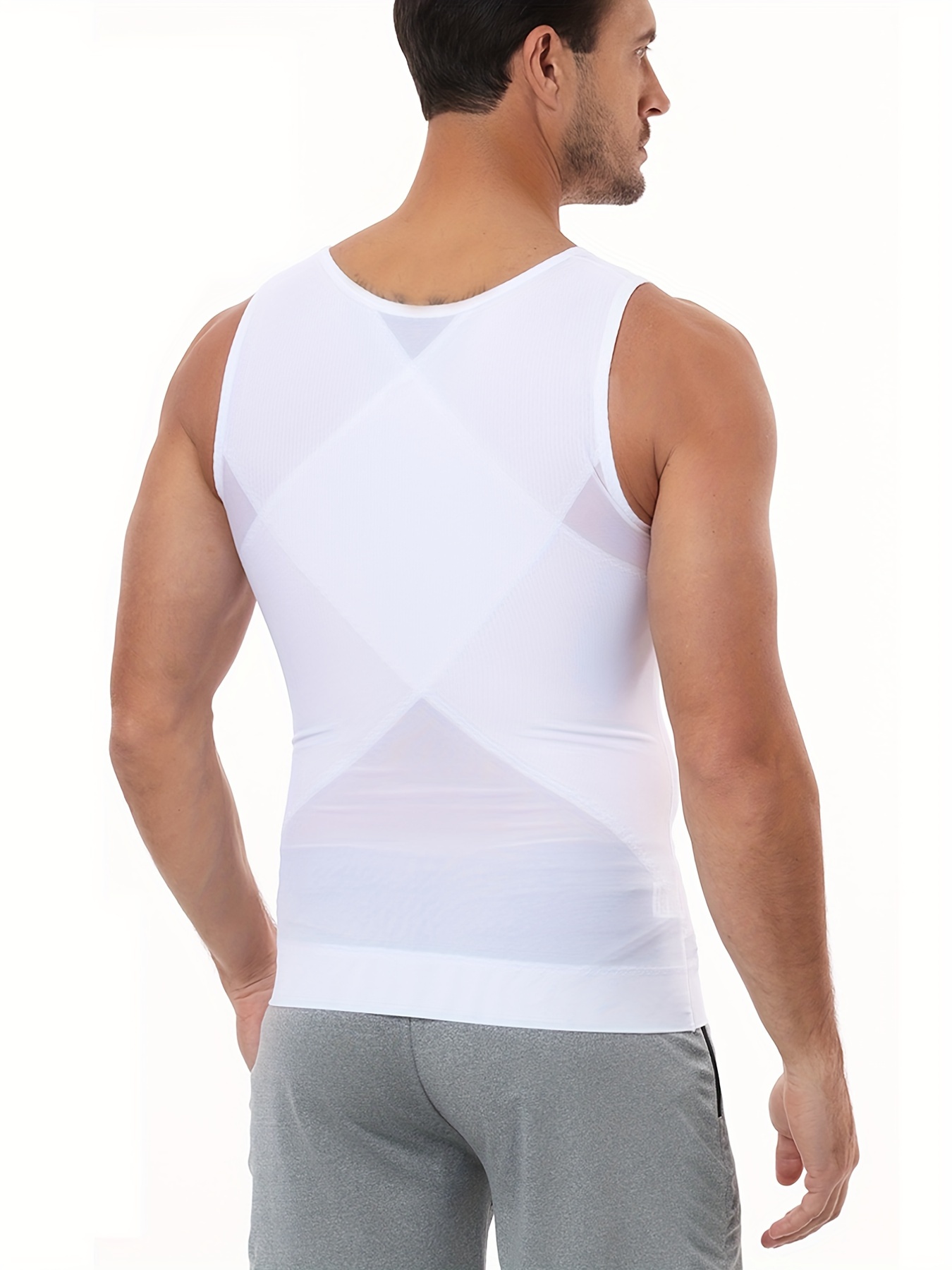 men gynecomastiachest compression shirts slimming body shaper   top vest undershirt shapewear fajas para hombres beer belly abs details 2