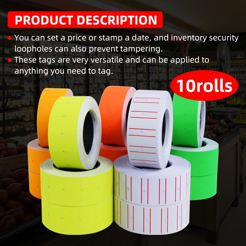 10 Rolls Price Gun Labels - 21mmx12mm Stickers For Single-Row Price Machines