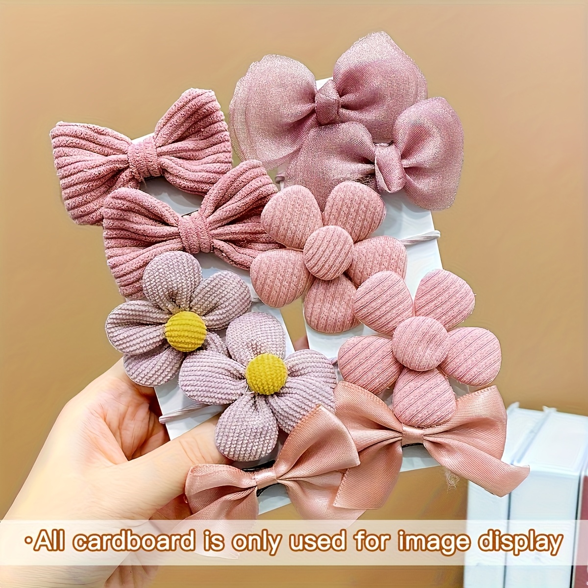 10-Pack Cute Pink Flower Bow Hair Ties for Girls