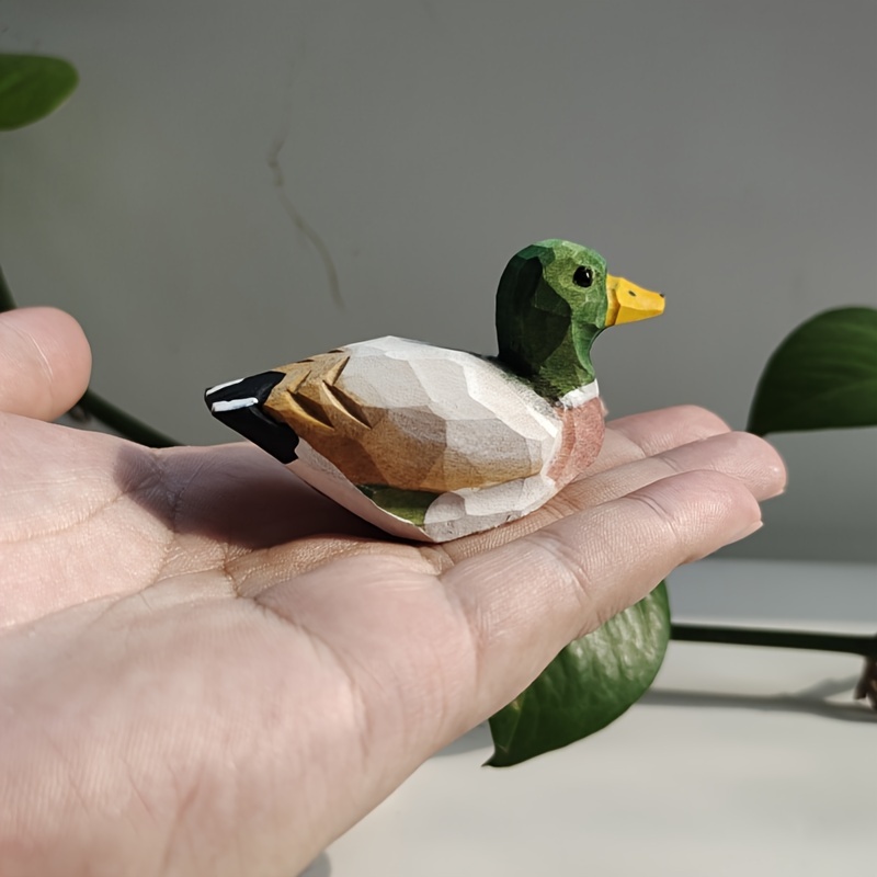 Image of A Handcrafted Wooden Duck Statue - Male And Female, Hand-painted Animal Sculpture, Home Decor Item, Art Collectible, Perfect Gift For Valentine's Day Or Anniversaries