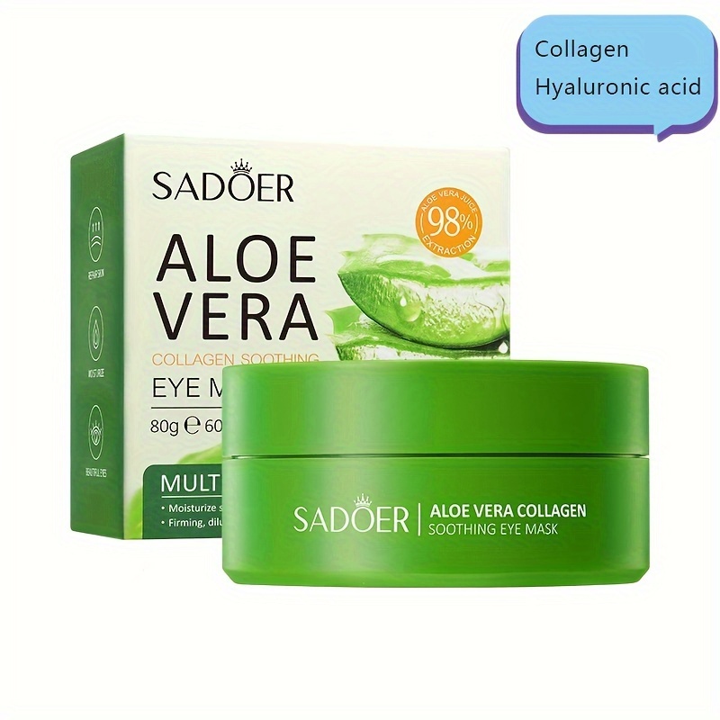 Aloe Vera Eye Mask. Collagen eye mask patch, hydrating and moisturizing, Light Beige tightening eye mask