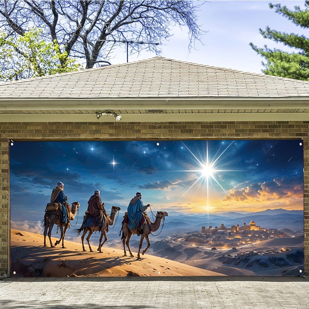 

2d Door Banner 1pc, A Banner Flag Featuring The And Star Of , Polyester Material, Measuring 157x71 Inches, Suitable For Home, Outdoor, Garden, Garage, And Commercial Door Party Decorations.