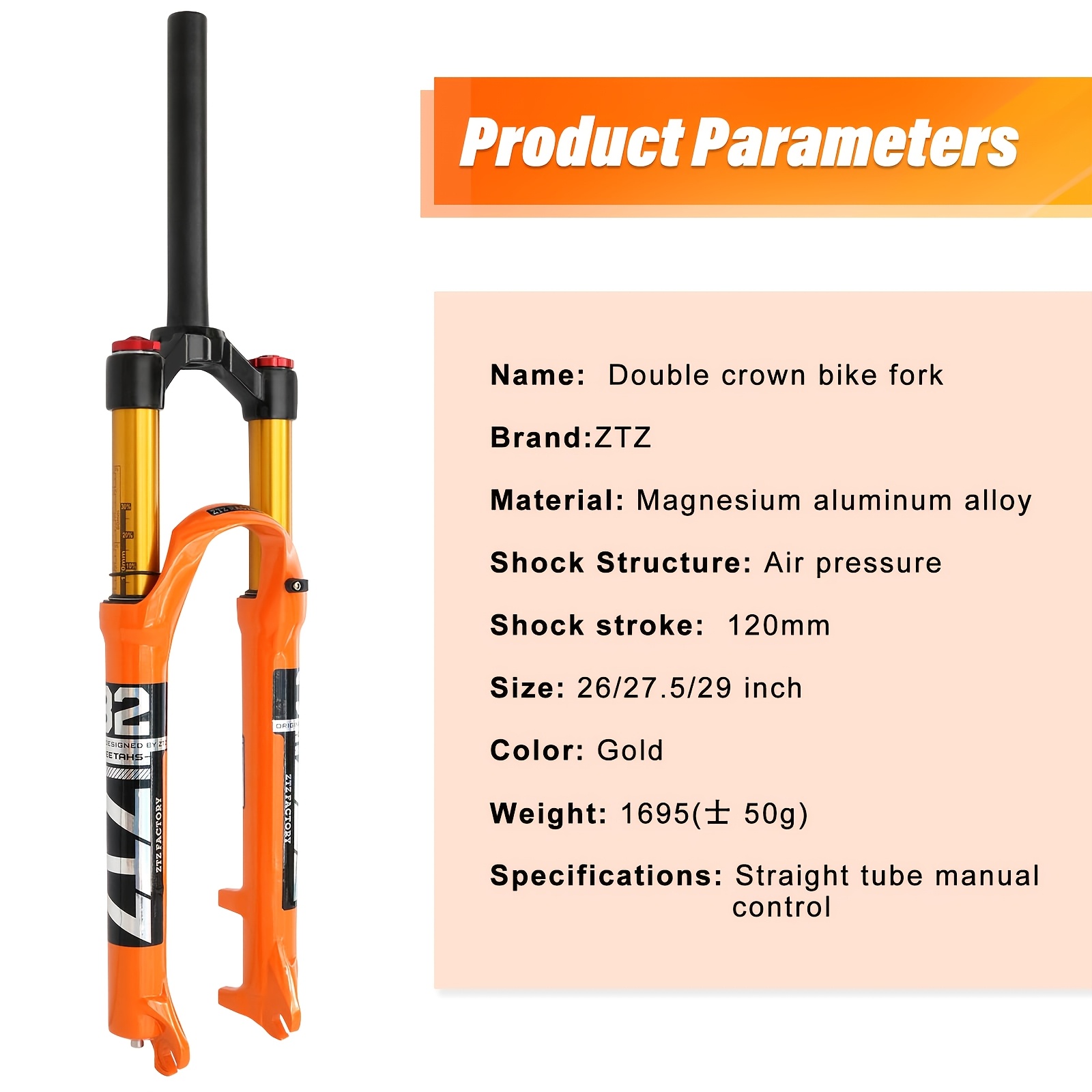 ztz 26 27 5 29 inch mtb air shock front fork 120mm 1 - Temu United