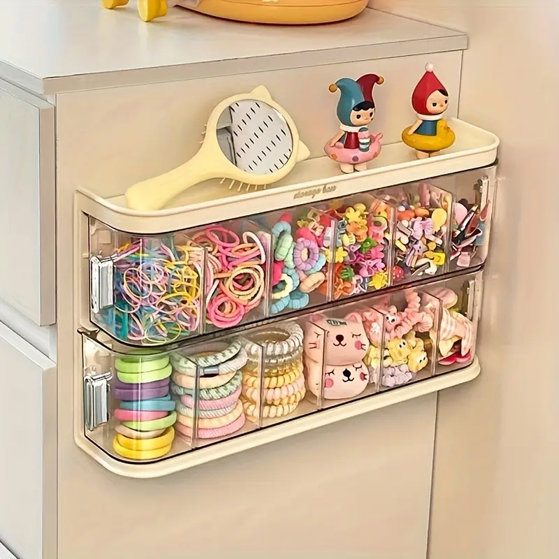 1 set wall mounted hair accessory organizer with 12 compartments large capacity plastic storage box for clips ties and jewelry for easy visibility space saving bathroom or bedroom organizer underwear and sock storage hanging jewelry organizers Product details 1
