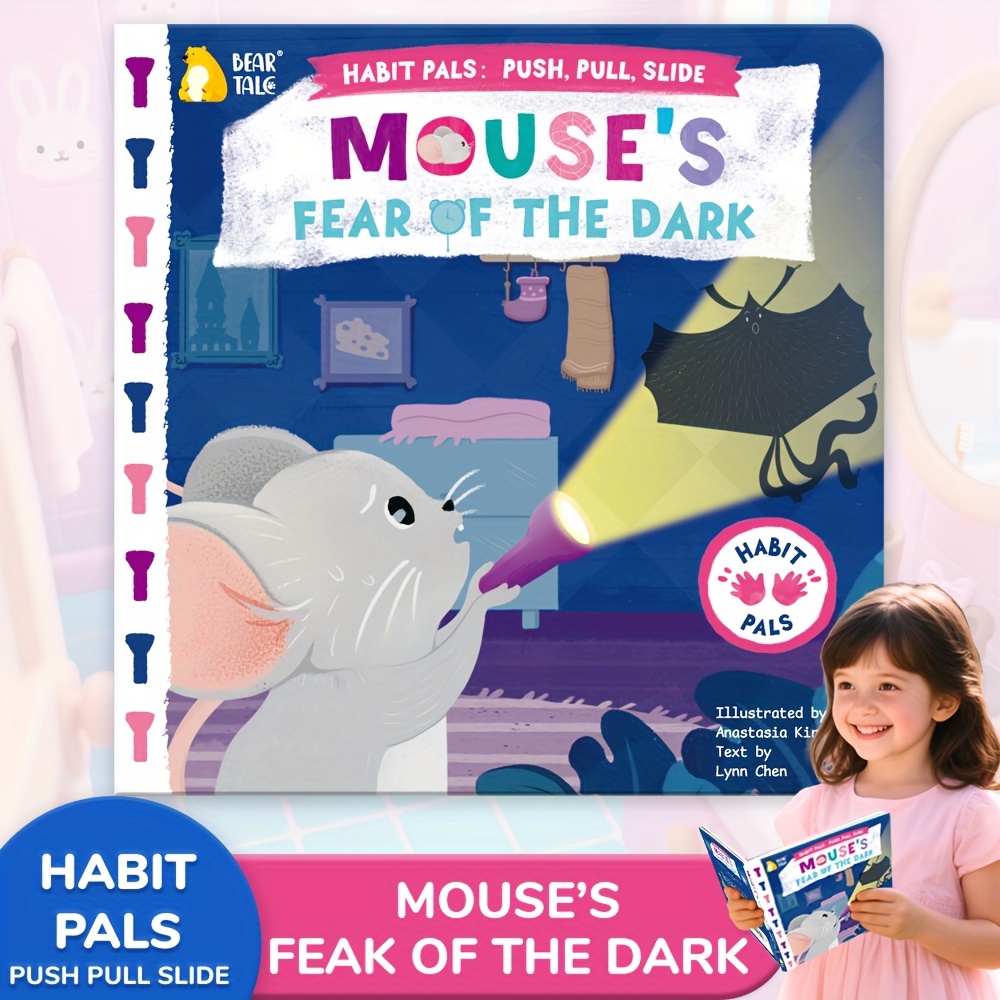 Mouse's Fear of the Dark, Push-pull books, busy book, Parent-Child Learning Activity Book -Overcoming fear and cultivating courage in preschool children, Independent Operation Skills Fun Mechanical Design for Hands-On Ability Training, Playful Illustration, Durable Board Book, Engaging Illustrations, Sturdy Construction, Top Gift: Christmas & Birthday Present