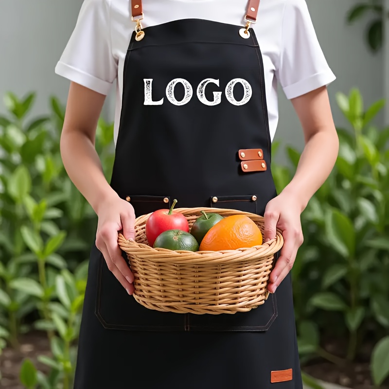 E-shop Personalisiertes Kochschürze mit und verstellbaren Schultergurten, individuelles Text-Logo, Name, Bild mit Kreuzrücken-Design,