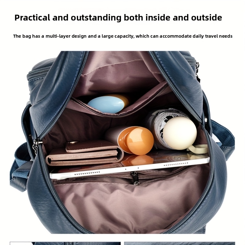 womens genuine leather backpack vintage backpack with zipper closure adjustable shoulder straps front flap pocket elegant everyday formal bag in brown durable polyester lining for women versatile carryall Product details 4