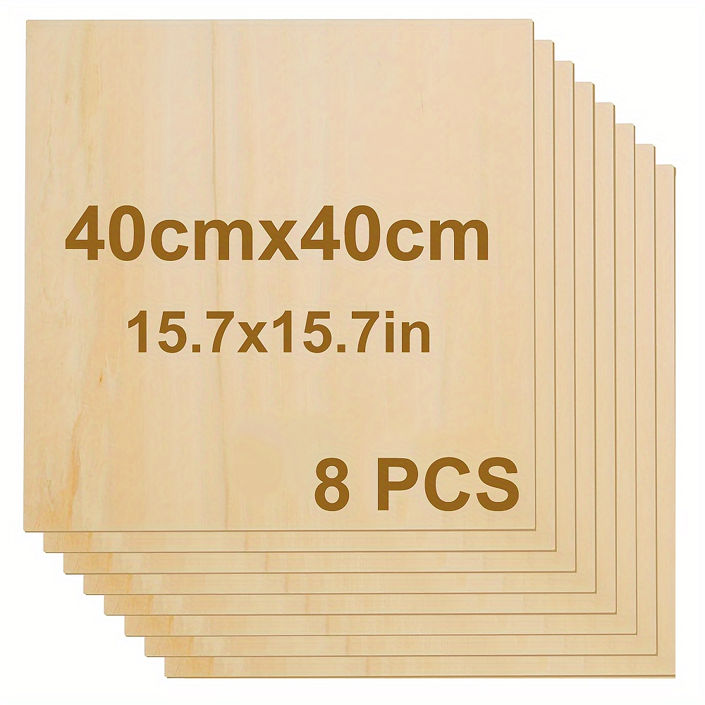 

8-pack Unfinished Square Wood Sheets 15.7x15.7 Inches 3mm Thick For Laser Cutting, Architectural Models And Staining - Smooth Craft Plywood Panels For Diy Projects