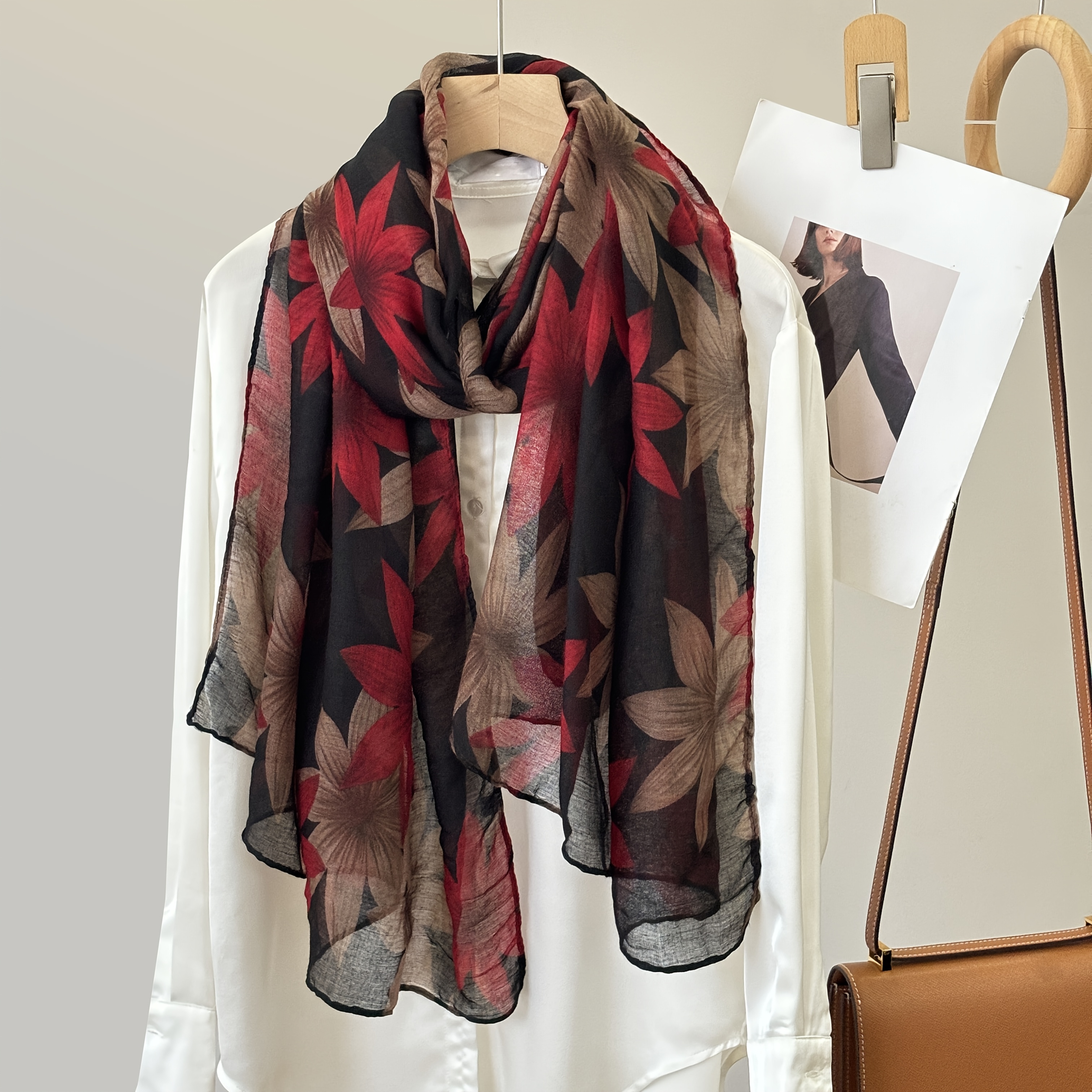 TEMU Sciarpa in chiffon Bali da donna, sciarpa con stampa , morbida sciarpa lunga da viaggio, elegante foulard da donna, stile musulmano, sciarpa