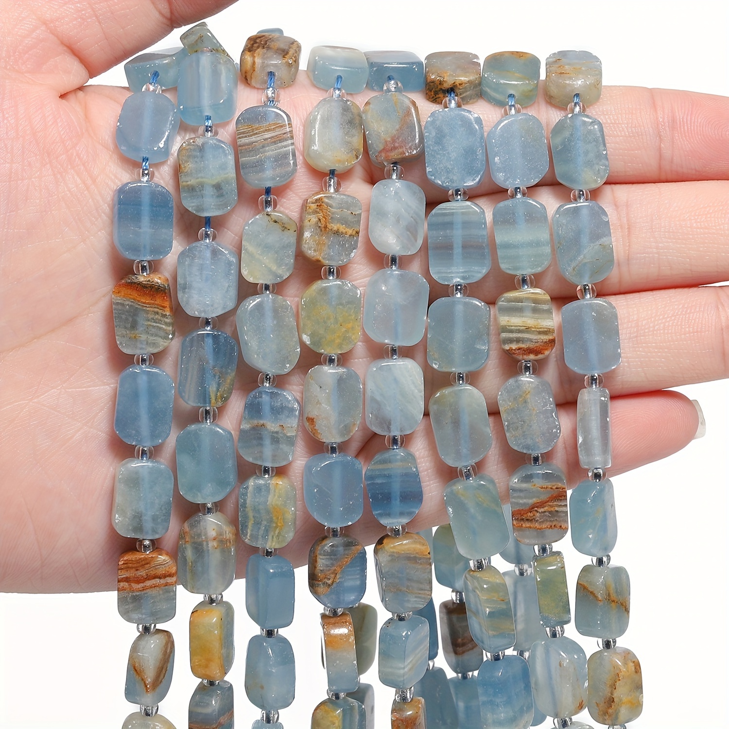 

12x8mm Natural Stone Rectangle Blue Stone Loose Spacer Beads For Jewelry Making Diy Elegant Bracelets Necklace Earrings Handicrafts For Men Women Gifts