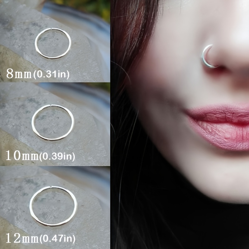 3-4pcs Stainless Steel Hoop Earrings & Nose Rings Set