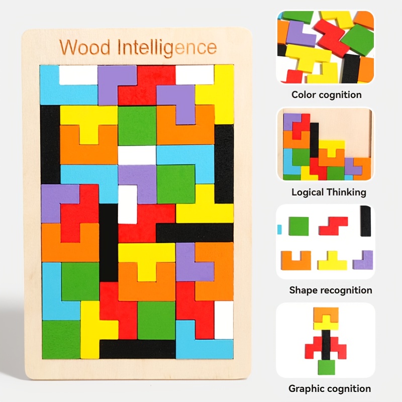 Colorful Wooden Puzzle, STEM Educational Toy